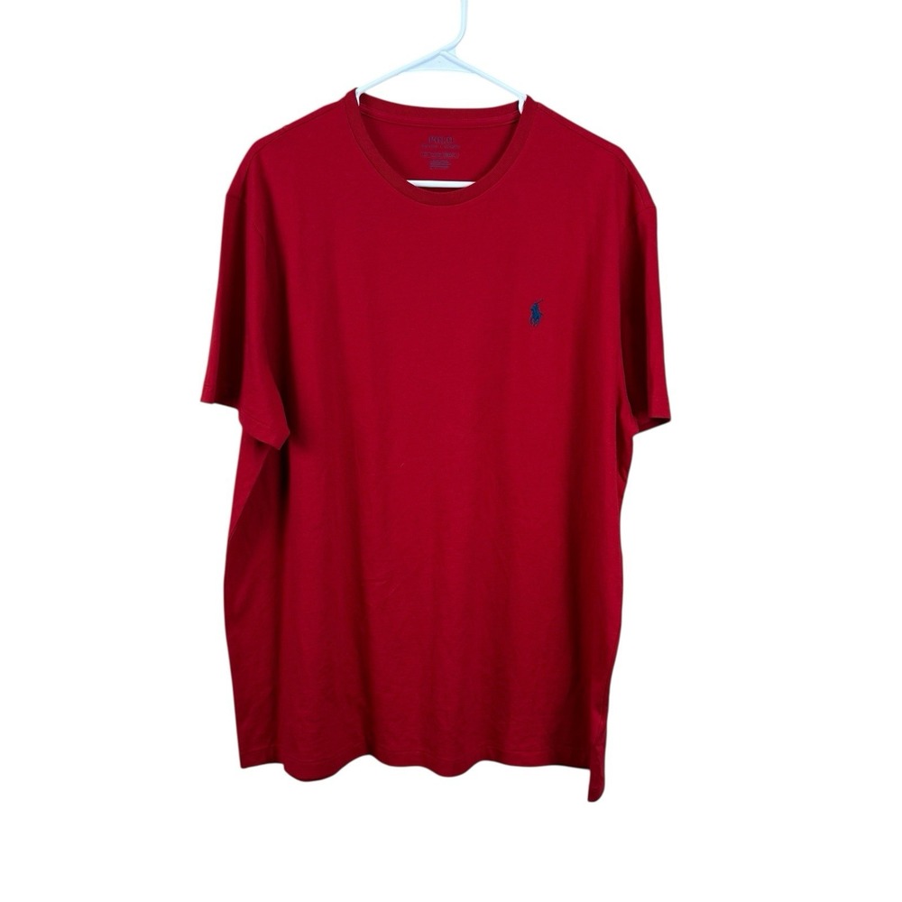 Polo Ralph Lauren Mens Classic Fit Pocket T-Shirt Red Navy Pony Logo XL EUC